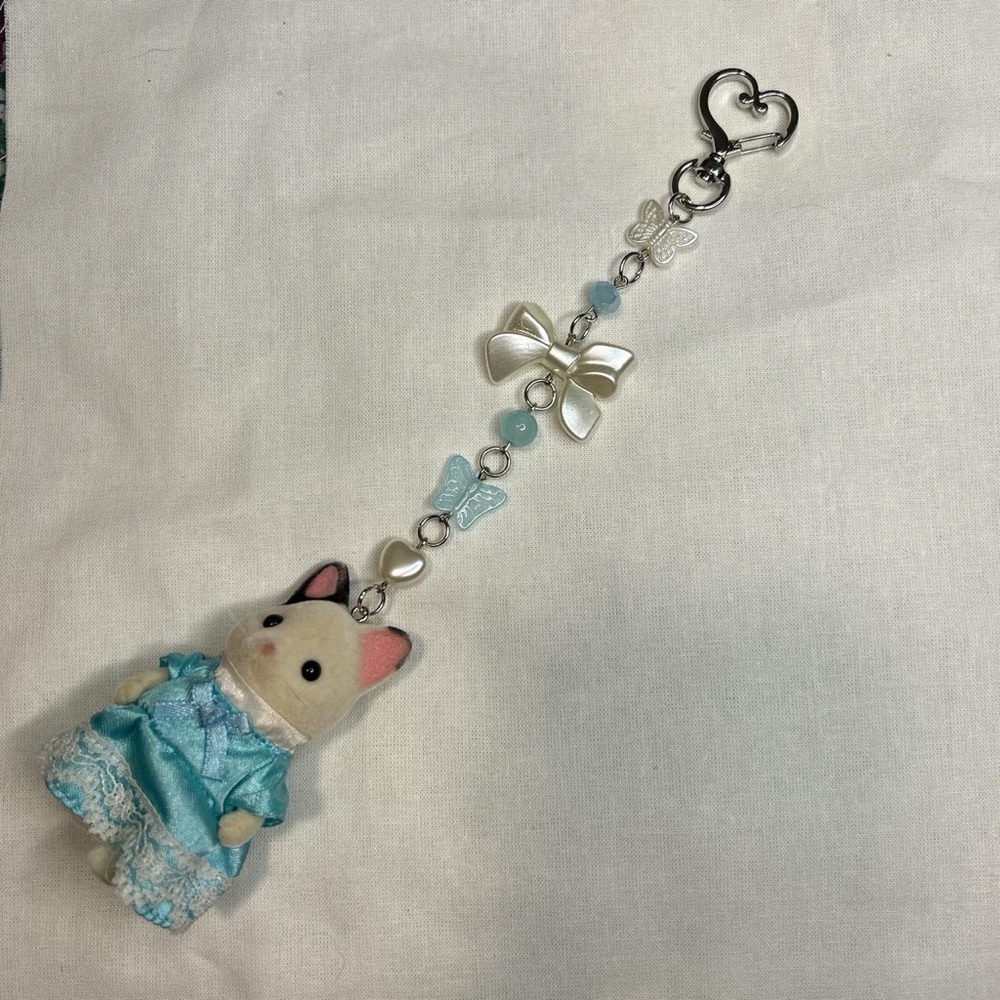 Handmade calico critter keychain